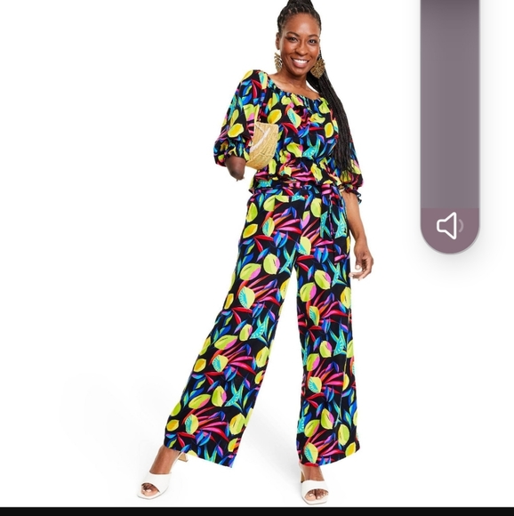 Tabitha brown tropical print off the shoulder blouse plus size 4xl - Picture 2 of 3